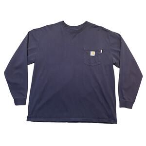 Carhartt FR Flame Resistant Long Sleeve T-Shirt Navy Blue Mens XL Workwear